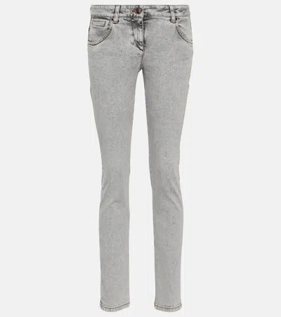 Brunello Cucinelli Low-rise Skinny Jeans In Grey