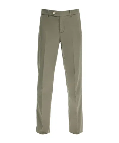 Brunello Cucinelli Low-rise Tapered Chino Trousers In Green