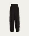 Brunello Cucinelli Low-slung Paillette Waterfall Wide-leg Tuxedo Pants In Black