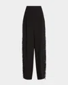 Brunello Cucinelli Low-slung Paillette Waterfall Wide-leg Tuxedo Pants In Black