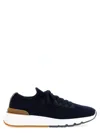 Brunello Cucinelli Knitted Leather-trimmed Sneakers In Black