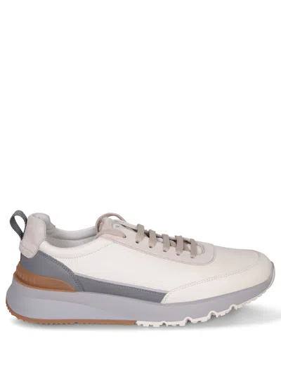 Brunello Cucinelli Low Sneakers In White And Grey Leather