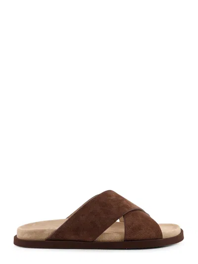 Brunello Cucinelli Low Suede Sandals In Brown