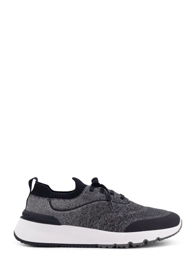 Brunello Cucinelli Low-top Cotton Knit Sneakers In Gray
