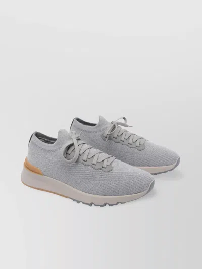 Brunello Cucinelli Low Top Knit Upper Sneakers