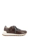 Brunello Cucinelli Leather Low-top Sneakers Contrast Sole In Brown