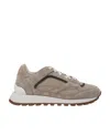 Brunello Cucinelli Leather Sneakers With Suede Accents And Comfortable Fit In Nude
