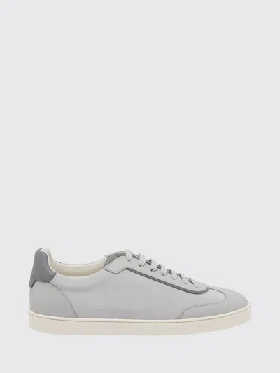 Brunello Cucinelli Low Top Smooth And Suede Calfskin Sneakers In Gray