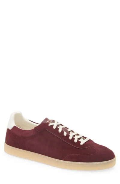 Brunello Cucinelli Low Top Suede Finish Rubber Sole Sneakers In Burgundy