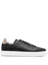 Brunello Cucinelli Suede-trimmed Full-grain Leather Sneakers In Black