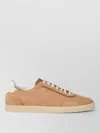 Brunello Cucinelli Low Top Sneakers Contrast Heel Tab Suede In Brown