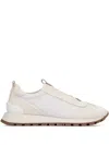 Brunello Cucinelli Women Slip On Sneakers In Leather And Fabric In White