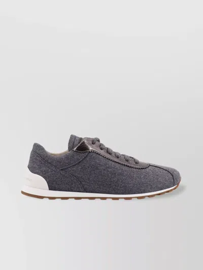 Brunello Cucinelli Low-top Wool Flannel Sneakers Leather Profiles