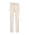 Brunello Cucinelli Leisure Fit Trousers In Garment Dyed Cotton Corduroy With Double Darts In White