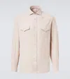 Brunello Cucinelli Men Easy Fit Western Shirt In Corduroy In Neutral