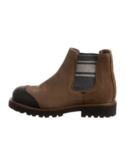 Pre-owned Brunello Cucinelli Babies' Lug Sole Boots In Neutrals