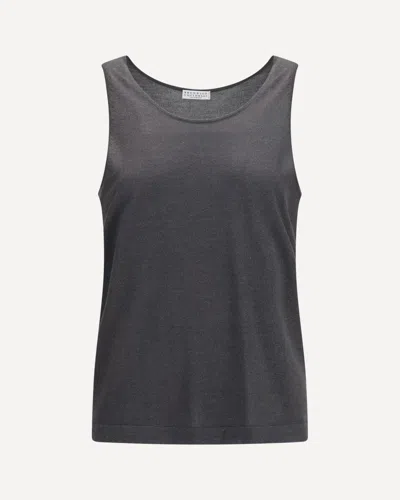 Brunello Cucinelli Luminous Knit Tank Top In Black
