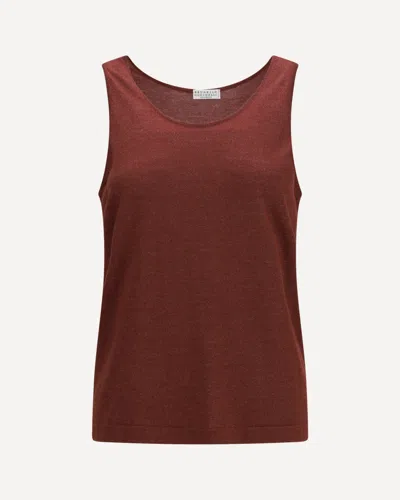 Brunello Cucinelli Luminous Knit Tank Top In Burgundy