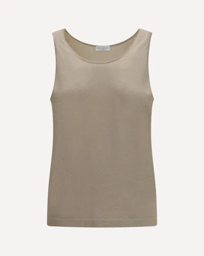 Brunello Cucinelli Luminous Knit Tank Top In Gray