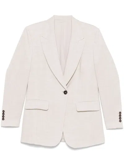 Brunello Cucinelli Lurex Blazer In Neutrals