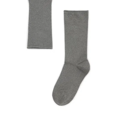 Brunello Cucinelli Lurex Cashmere Blend Socks In Gray