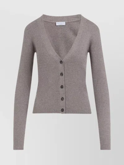 Brunello Cucinelli Lurex Cashmere Blend V-neck Cardigan