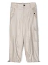Brunello Cucinelli Lurex-detail Cotton-linen Trousers In Neutrals