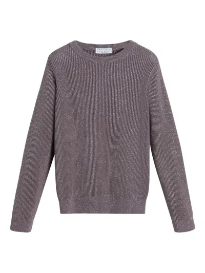 Brunello Cucinelli Kids' Lurex-detail Jumper In Brown