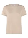 Brunello Cucinelli Short Sleeve Crewneck Knitwear With Sparkling Finish In Neutral