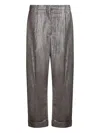 Brunello Cucinelli Silver Brown Lurex Trousers In Brown