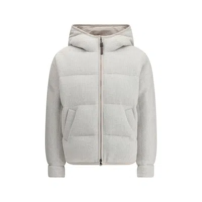 Brunello Cucinelli Lurex Down Jacket In White