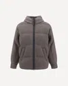 Brunello Cucinelli Long-sleeved Hooded Cotton Coat In Brown