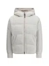 Brunello Cucinelli Lame Wool Down Jacket Puffer Jackets Silver In Gray