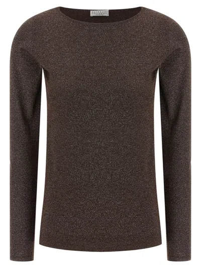 BRUNELLO CUCINELLI BRUNELLO CUCINELLI LUREX-EFFECT CASHMERE AND SILK BLEND SWEATER