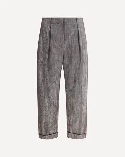 Brunello Cucinelli Lurex Effect Pants In Brown
