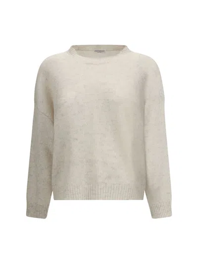 Brunello Cucinelli Lurex Effect Sweater In Neutral