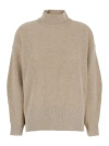 Brunello Cucinelli Oversized Beige Ribbed Sweater In Neutrals