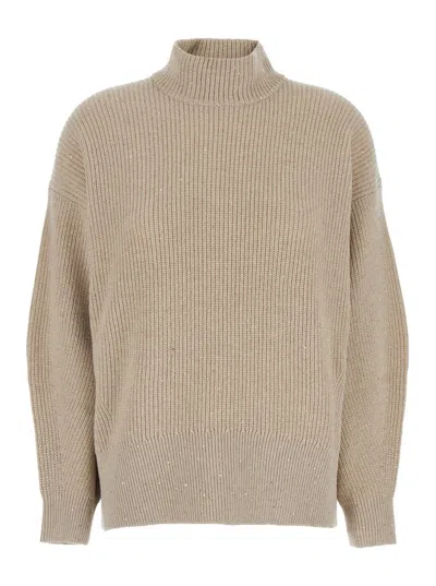 Brunello Cucinelli Cashmere Turtleneck Sweater In Beige