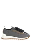 Brunello Cucinelli Metallic Knitted Sneakers In Gray