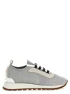 Brunello Cucinelli Light Grey Textile Sneakers In Gray