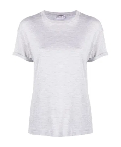 Brunello Cucinelli Lurex-knit T-shirt In White