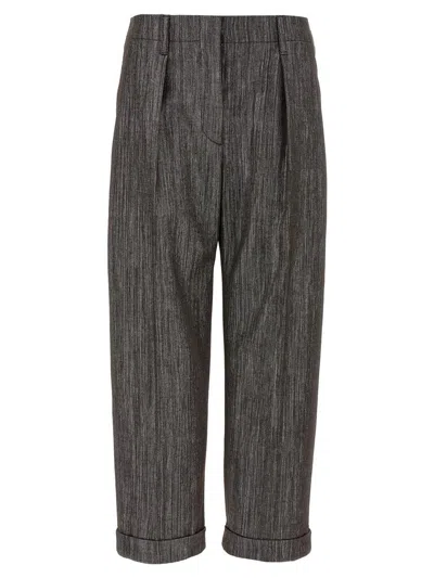 Brunello Cucinelli Lurex Pants In Black