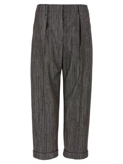 BRUNELLO CUCINELLI LUREX PANTS BROWN