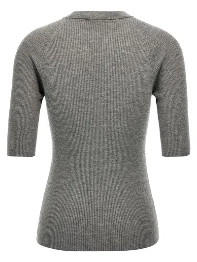 Brunello Cucinelli Lurex Ribbed Sweater In Gray