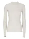 Brunello Cucinelli Ribbed Knit Sweater Lurex Accents In White