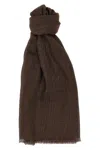 Brunello Cucinelli Soft Fringed Lurex Scarf In Brown