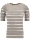 Brunello Cucinelli Lurex Striped Knit Crewneck Top In Cip31