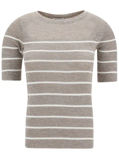 BRUNELLO CUCINELLI LUREX STRIPED SWEATER