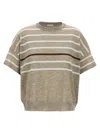 Brunello Cucinelli Lurex Stripes Sweater Sweaters And Cardigans In Multicolor