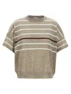 Brunello Cucinelli Lurex Stripes Sweater Sweaters And Cardigans In Multicolor